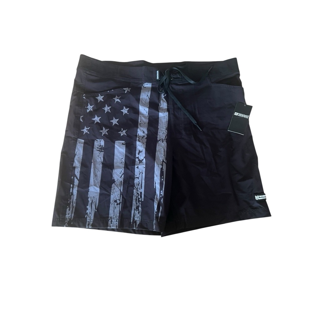 Freedom Industries Board Shorts‎ 3XL Black Gray USA Flag Camo Performance Trunks